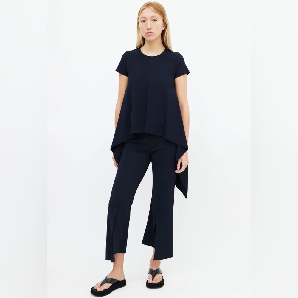 Stella McCartney Navy Asymmetrical Draped Tunic Top IT 46 Viscose Made Italy